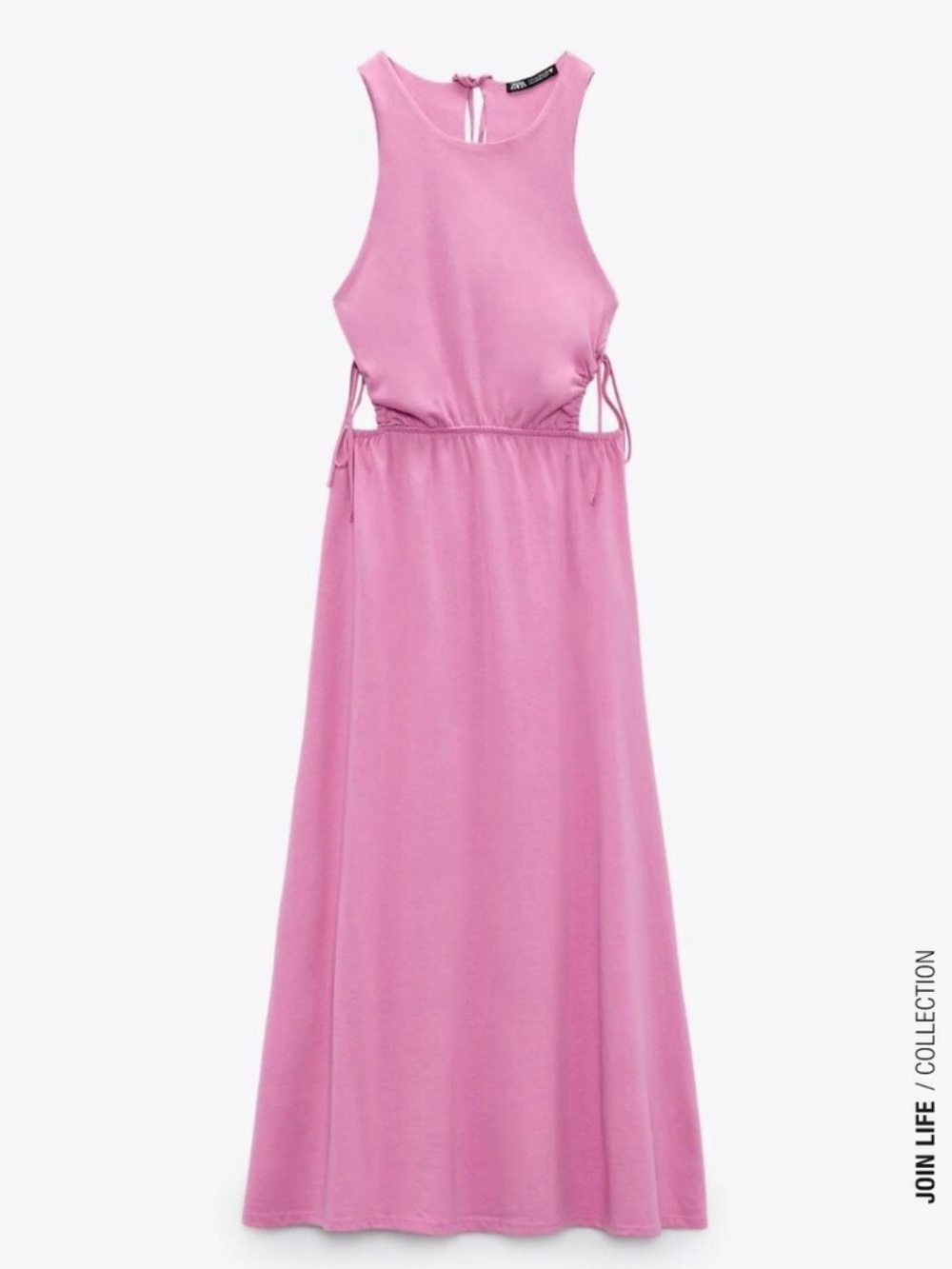 Zara Pink Sleeveless Maxi Dress with Side Tie Cutouts